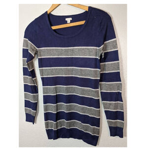 90s Guess Long Sleeve Crew Sweater Blue Grey Gray Striped M Preppy Grunge